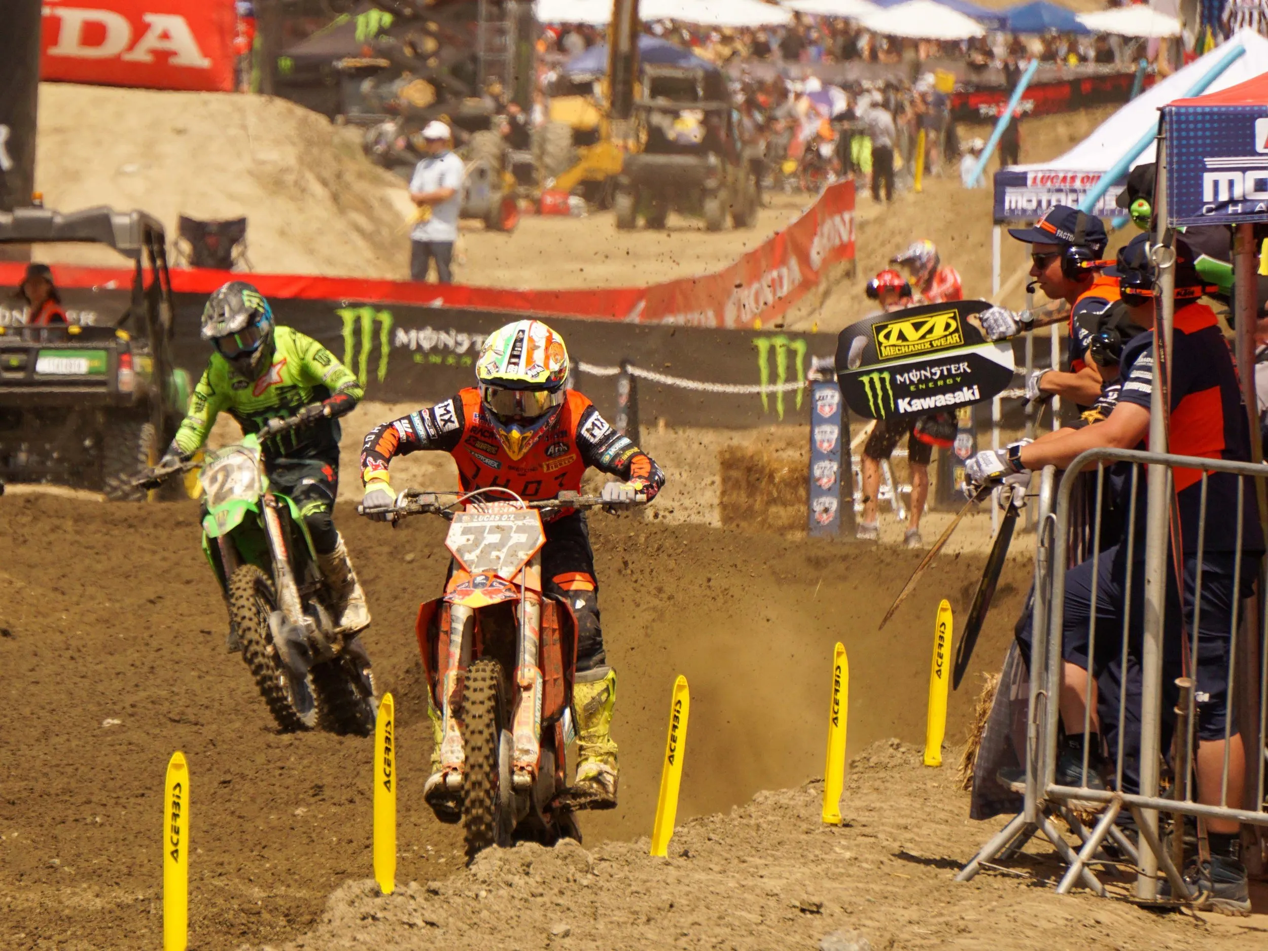   Tony Cairoli (# 222) on the move in Moto 1  
